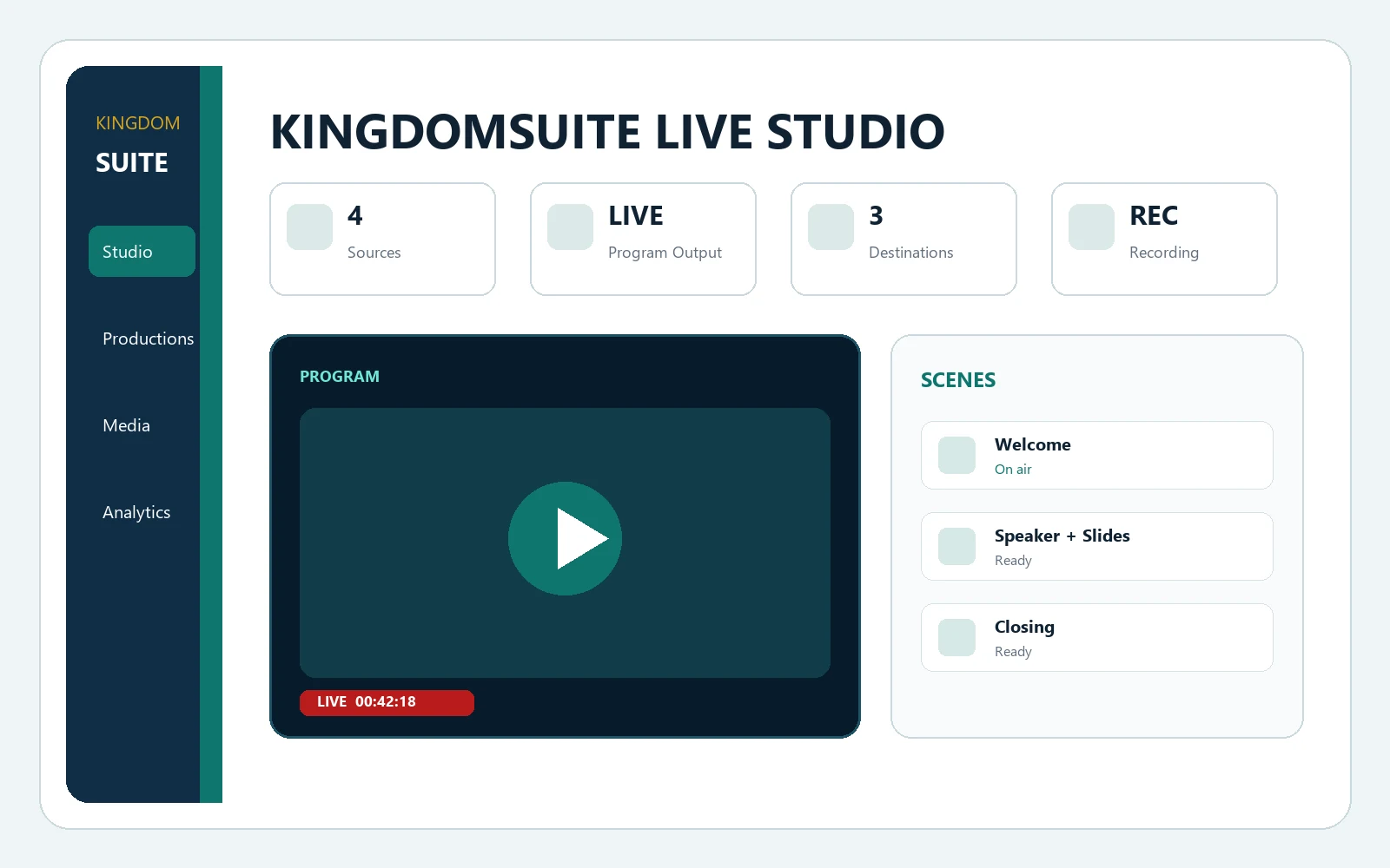 KingdomSuite Live production studio preview